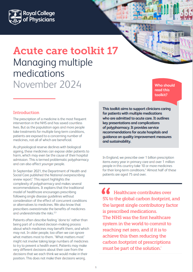 First page of the Acute care toolkit 17